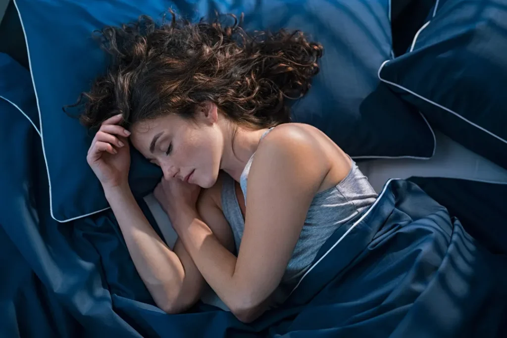 An attractive woman sleeping deeply. 