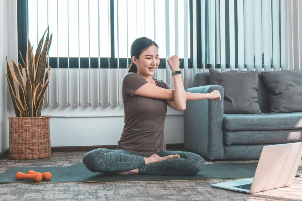 A girl doing yoga. 