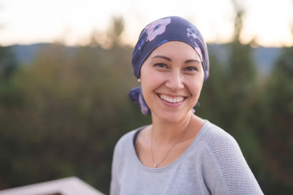 A woman fighting with cancer.  