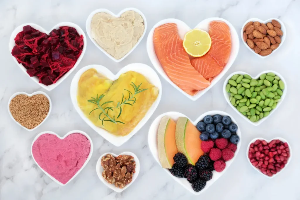 Food items for keeping the heart healthy. 
