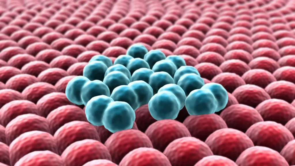 Growth of cancer cells. 