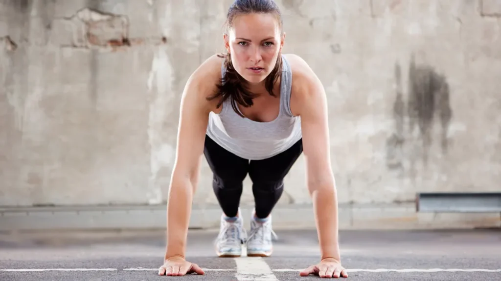 Lady is doing exercise. 