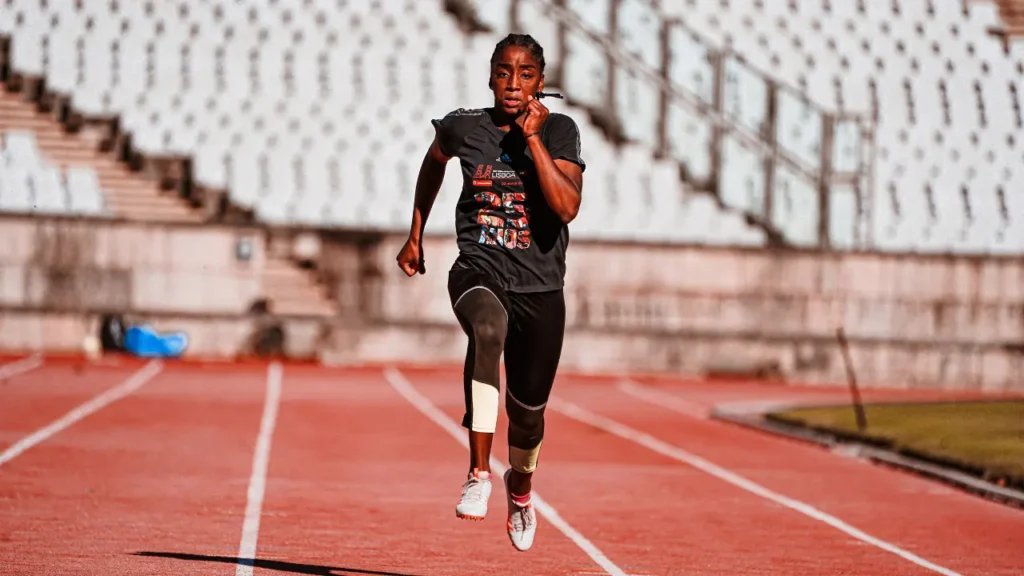 Young girl is running. 