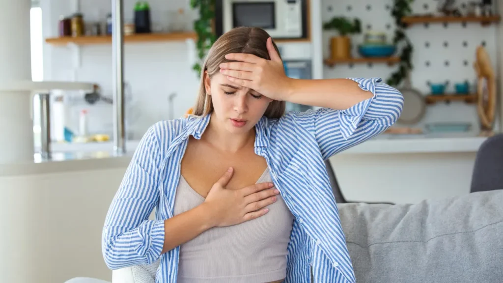 Lady having headache. 