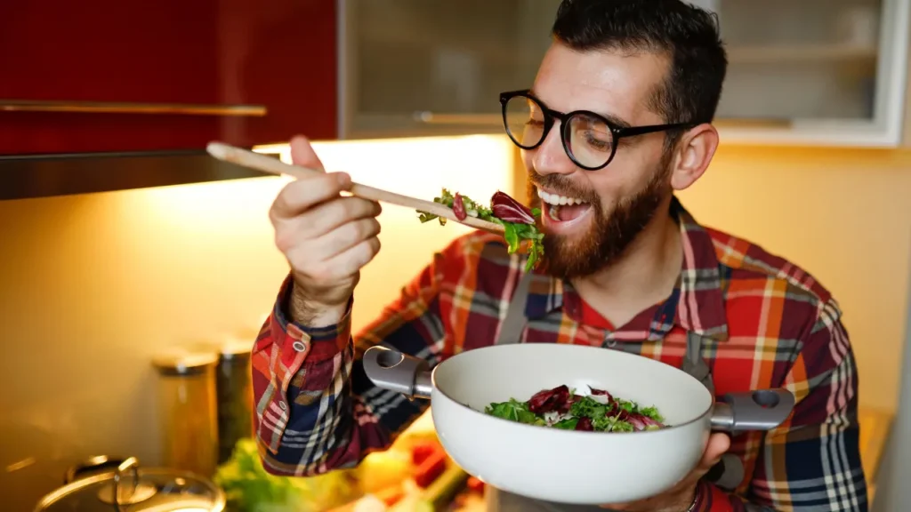 Man having healthy diet. 