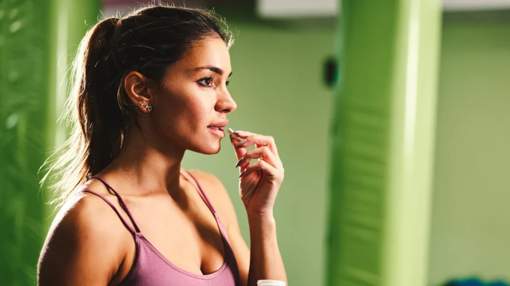 Girl taking Sensoril Ashwagandha supplements