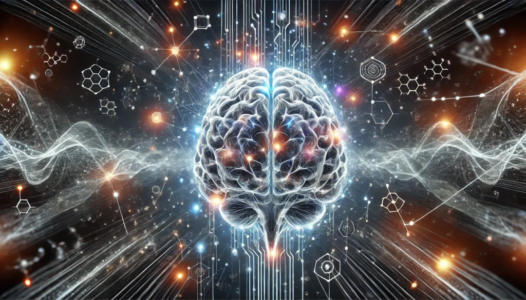 A futuristic visualization of a human brain with glowing neural pathways, symbolizing the effects of brain health supplements on cognitive enhancement.
ALT Text: "Futuristic illustration of a human brain with glowing neural pathways, representing the cognitive benefits of brain health supplements."
