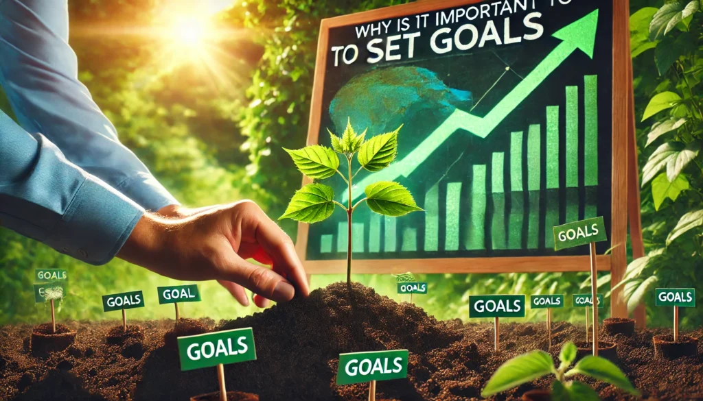 A person planting a sapling, symbolizing goal setting, growth, and the journey towards success