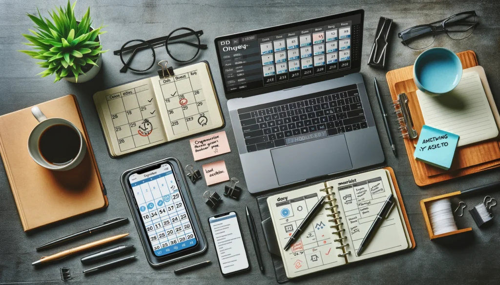 Showcasing scheduling apps, to-do lists, and organization.