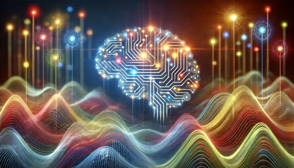 An abstract neural network with radiant connections forming within a maze-like structure, representing effective learning and enhanced recall.