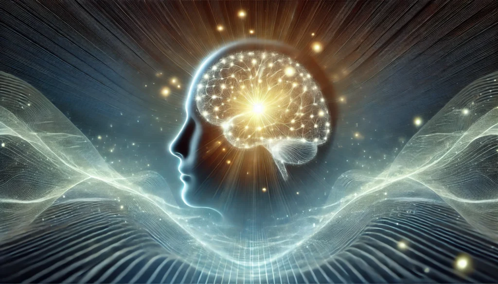 A conceptual digital illustration of a human brain glowing with focus and energy, surrounded by abstract waves of calm and clarity, symbolizing the cognitive benefits of meditation for productivity.
ALT Text: "Conceptual illustration of a glowing brain, representing enhanced concentration and mindfulness through meditation."