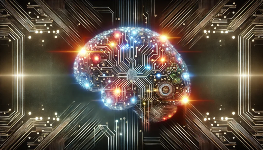 A futuristic concept of a human brain integrated with glowing digital elements, symbolizing the future of nootropics and cognitive enhancement against a high-tech background."