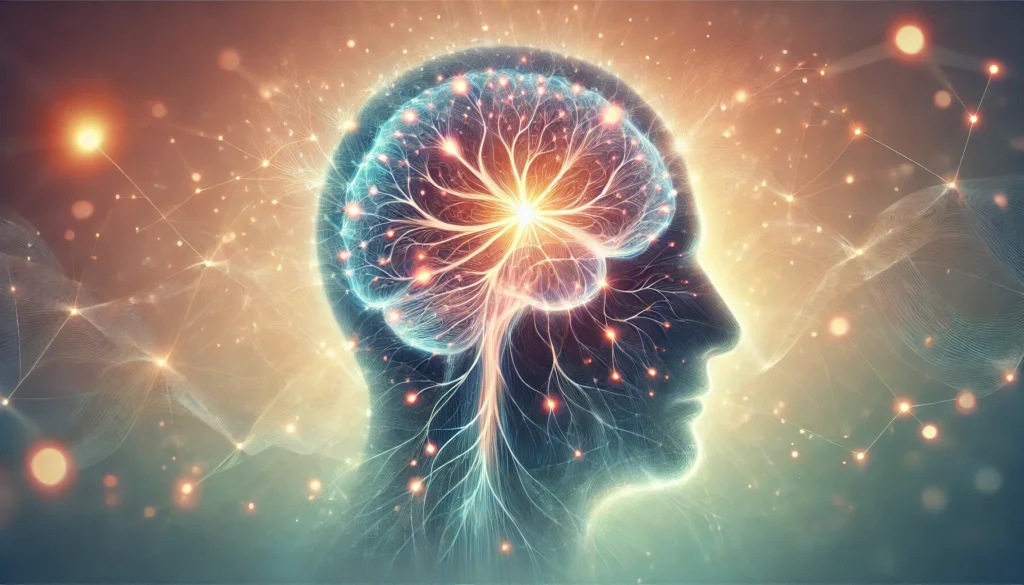 An abstract depiction of intricate neural connections within a human brain silhouette, symbolizing improved memory and cognitive clarity through effective adult learning strategies.