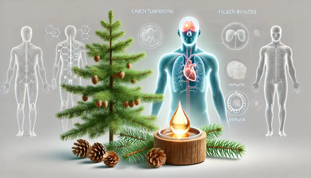 Larch Turpentine, highlighting its natural origins and health benefits.