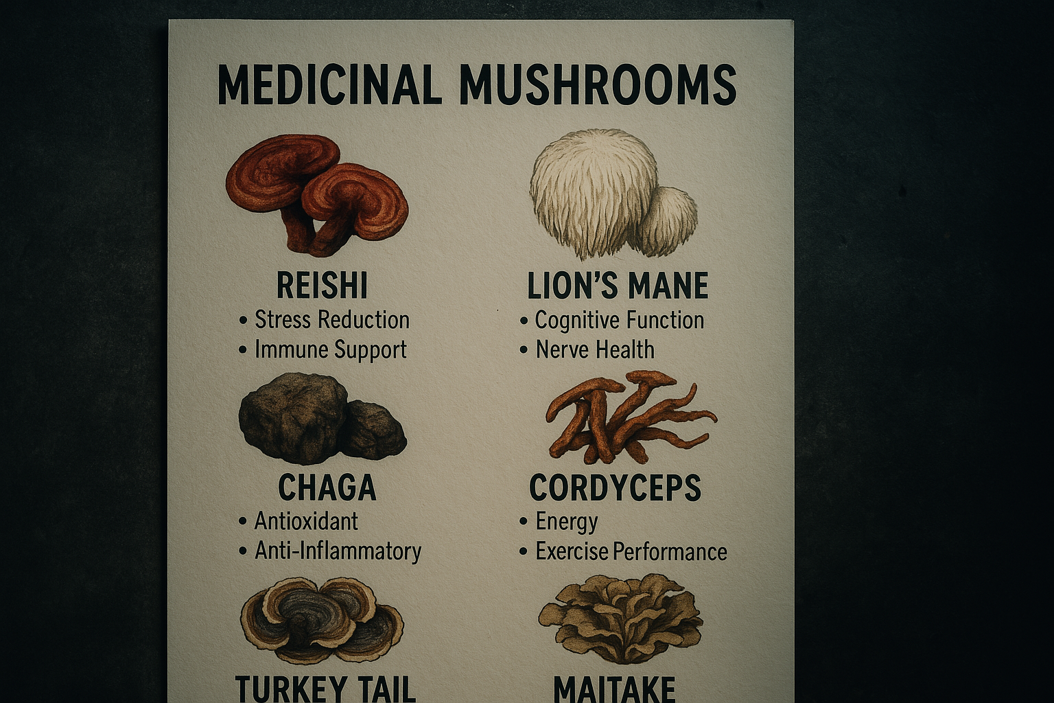 "Medicinal Mushroom Chart and Benefits Explained A ScienceBacked