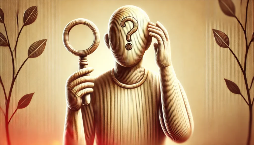 A person holding a familiar object but appearing puzzled, symbolizing difficulty recognizing common items. The background is soft and warm, emphasizing the subtle cognitive decline associated with early dementia.