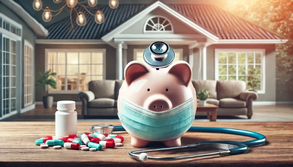 A conceptual image of a balancing scale with money on one side and elderly care essentials on the other, symbolizing the financial considerations of memory care.