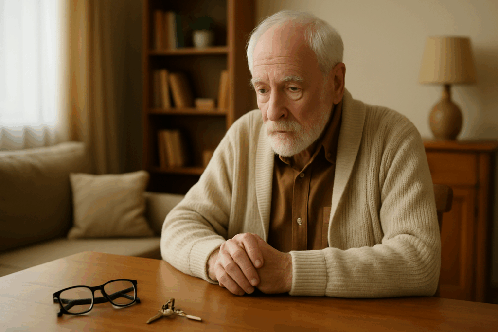 Aging brain illuminated by neural pathways, symbolizing how age affects memory over a lifetime.