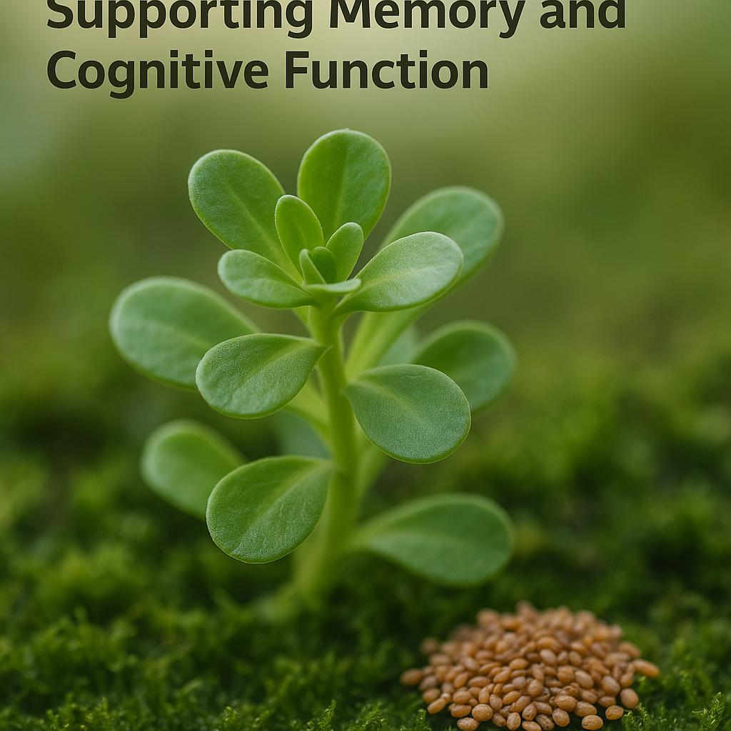 "A woman practicing mindfulness, with herbs like Ginkgo Biloba and Bacopa Monnieri nearby, as part of her routine to help retrieve memory and enhance focus."
