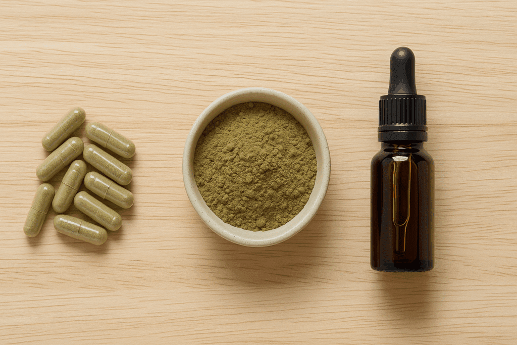 "Person researching herbal supplements online at a home desk, exploring where to buy Bacopa Monnieri through verified websites"