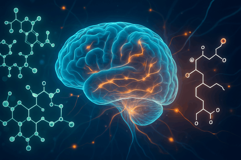 "Glowing brain surrounded by Bacopa Monnieri leaves, visually reinforcing where to buy Bacopa Monnieri for mental focus and memory"