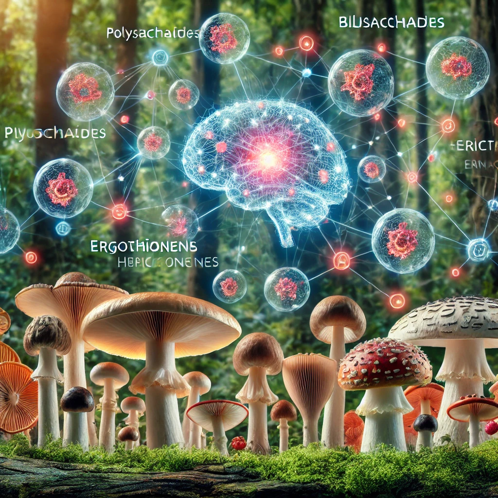 "Reishi mushroom in a peaceful forest setting, symbolizing its adaptogenic properties for mental clarity and stress modulation."