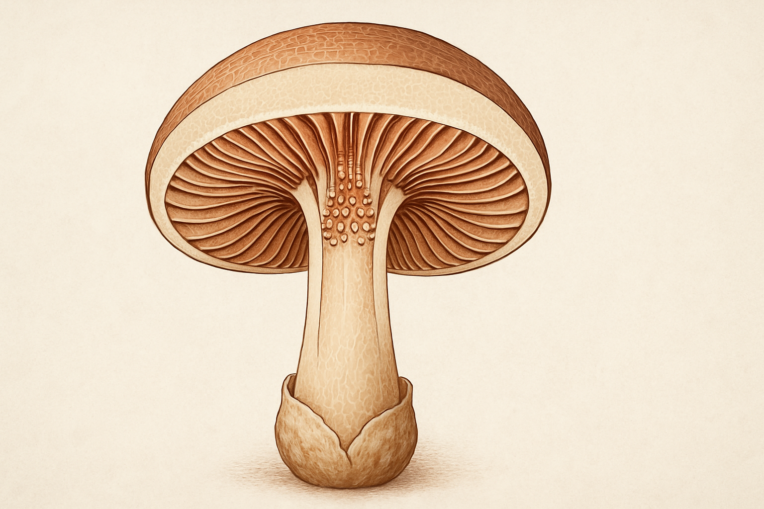 Artistic rendering of a human brain energized by young Lion’s Mane mushrooms, linking mushroom compounds to brain health and explaining what are mushrooms used for.