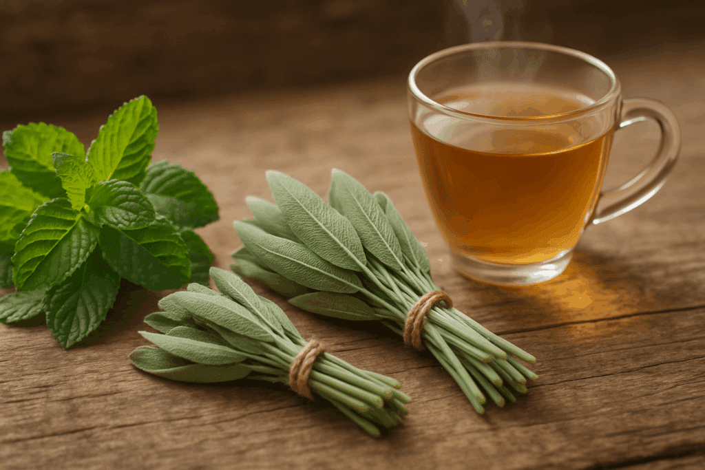 Infographic showing memory-enhancing herbs and techniques for how to remember things you forgot