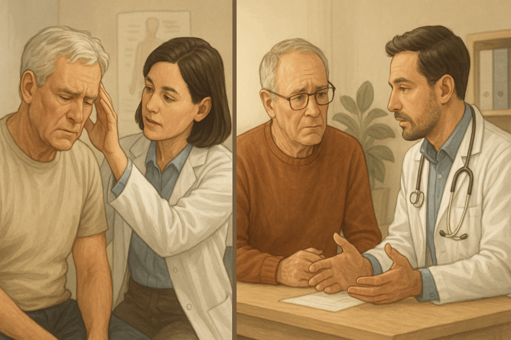 "Visual guide explaining diagnostic differences between amnesia vs dementia conditions"