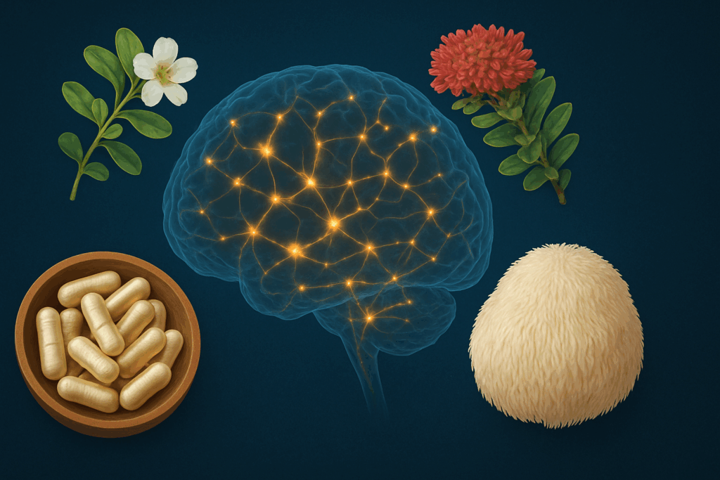 "Common Pitfalls to Avoid When Buying Bacopa Monnieri: A diagram showing Bacopa’s scientific mechanisms in the brain, highlighting neurotransmitter modulation and neuroprotective properties."
