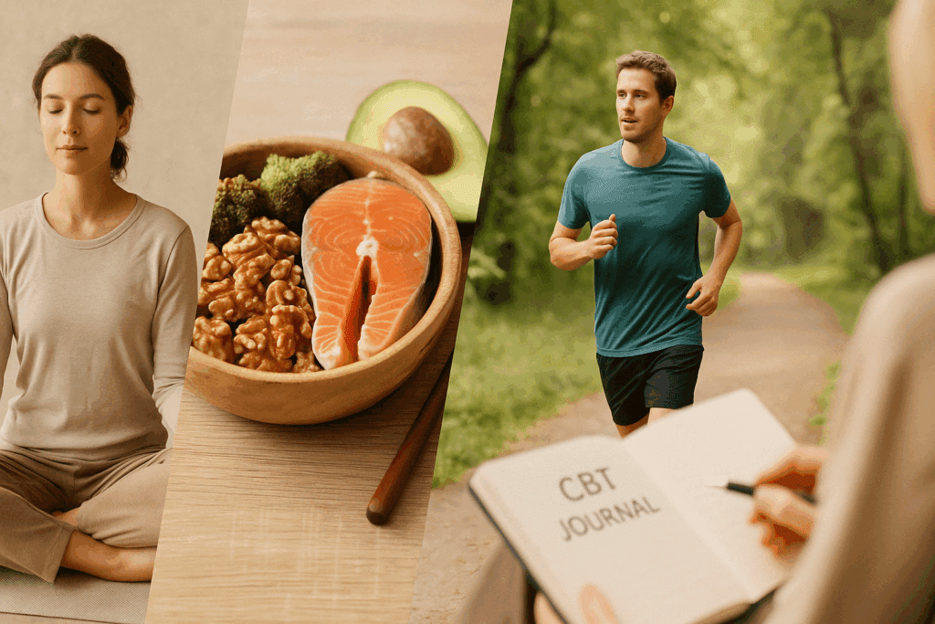 "Holistic strategies supporting the best medication for inattentive ADHD in adults, including meditation, omega-3 foods, nature exercise, and CBT journaling"