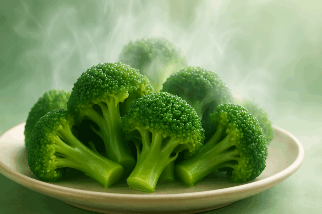 Broccoli florets and leafy greens presented on a wooden background highlighting top natural foods that may support critical decision making in critical thinking.