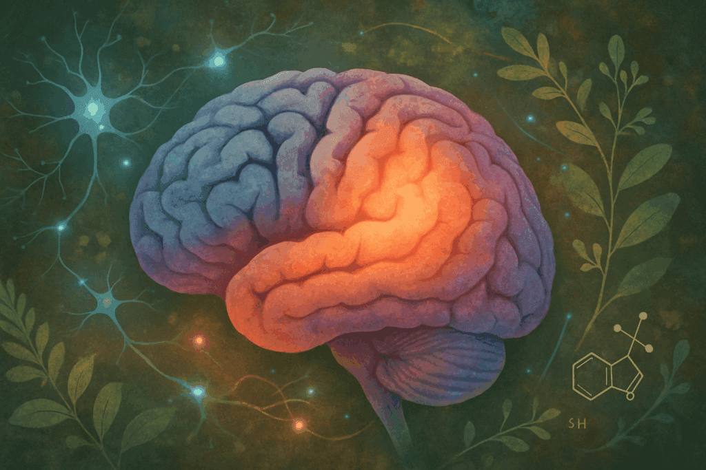 Visual diagram of brain regions linked to ADHD, highlighting areas affected by the best herb for ADHD