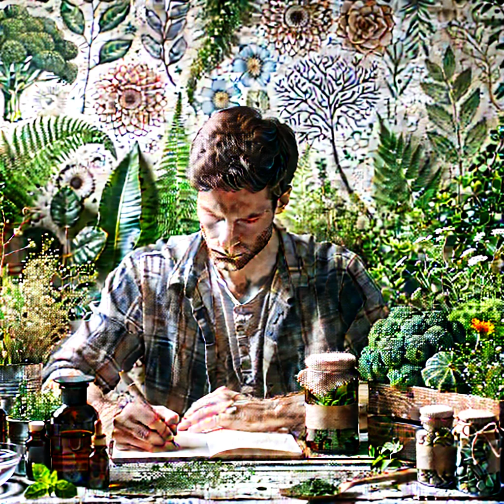 "Person holding their head in a peaceful environment, surrounded by natural elements, representing relief from headaches and ADHD symptoms with the best herb for ADHD."
